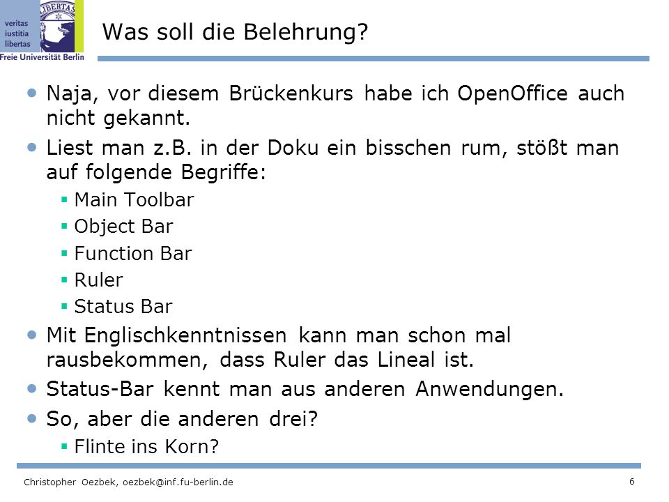Open office kennenlernen OpenOffice statt MS Office — Universität Koblenz · Landau
